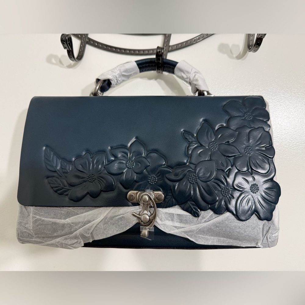 NEW $199 PATRICIA NASH CHARONNE CARRIBEAN BLUE TOOLED FLORAL - Picture 2 of 6